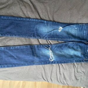 American Eagle Outfitters Dark Blue Distressed Skinny Jeans
